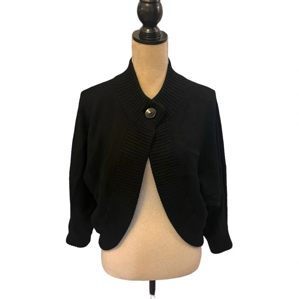 Banana Republic 100% Merino Wool Cardigan with Dolman Sleeves in Black - Picture 1 of 12